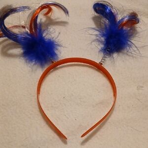 Playful Orange and Blue Feathered Headband